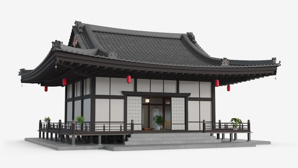 Japan Traditional House Dark Full Interior 3D