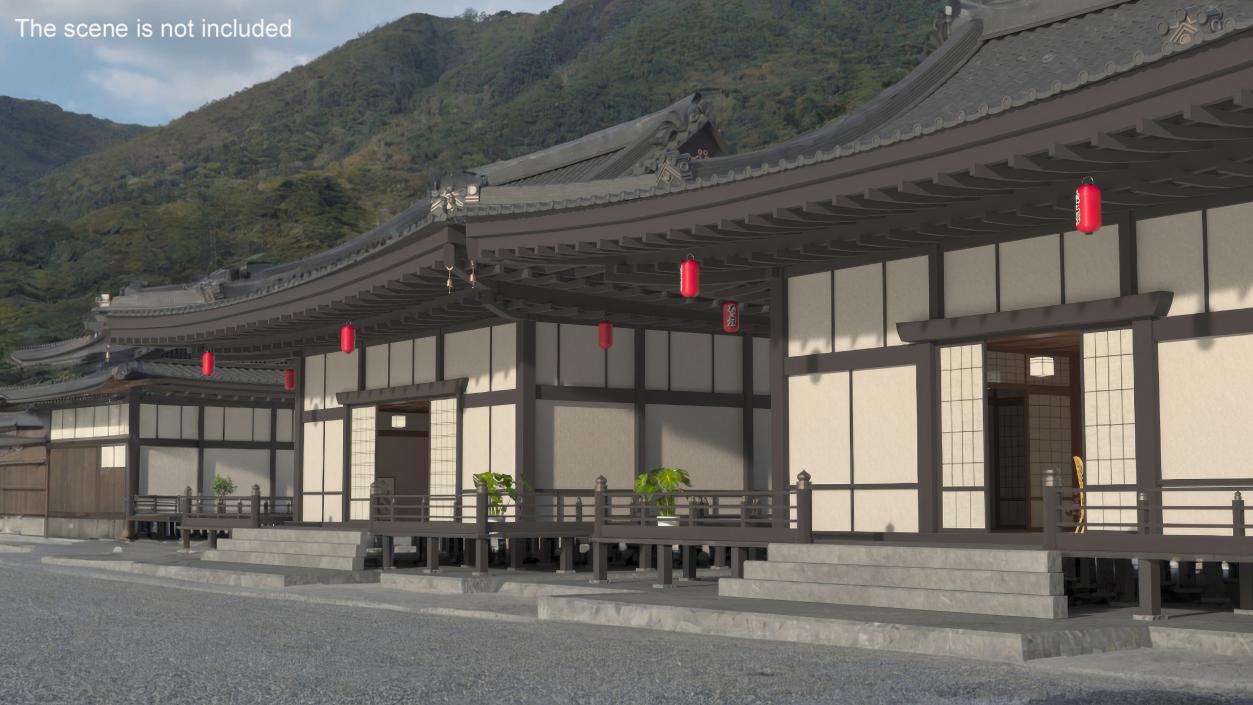 Japan Traditional House Dark Full Interior 3D