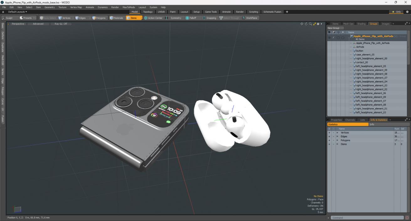 3D model Apple iPhone Flip with AirPods