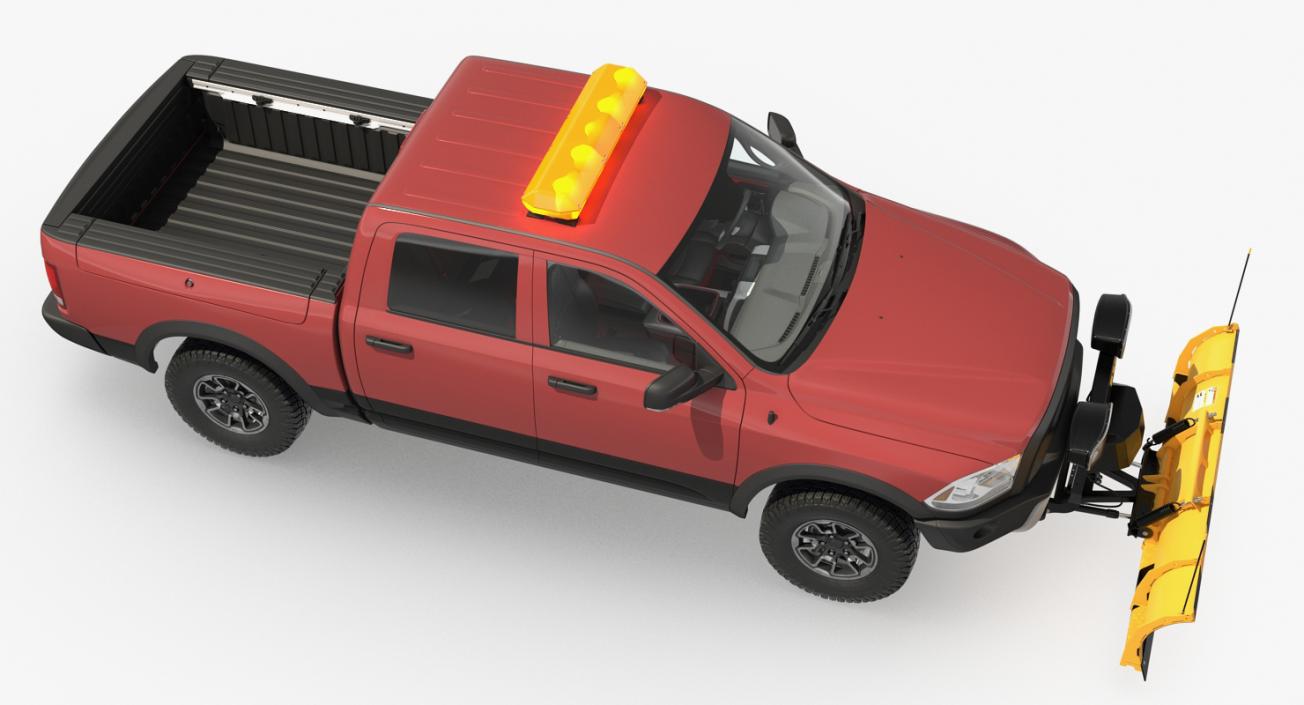 3D Pickup with Snow Plow Rigged model