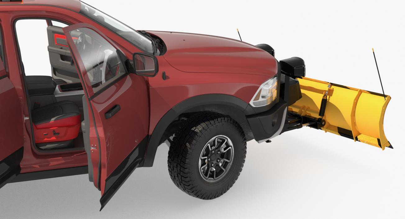 3D Pickup with Snow Plow Rigged model