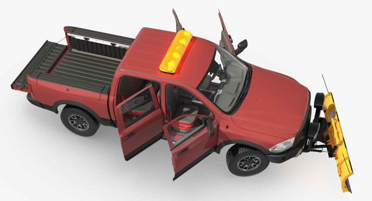 3D Pickup with Snow Plow Rigged model