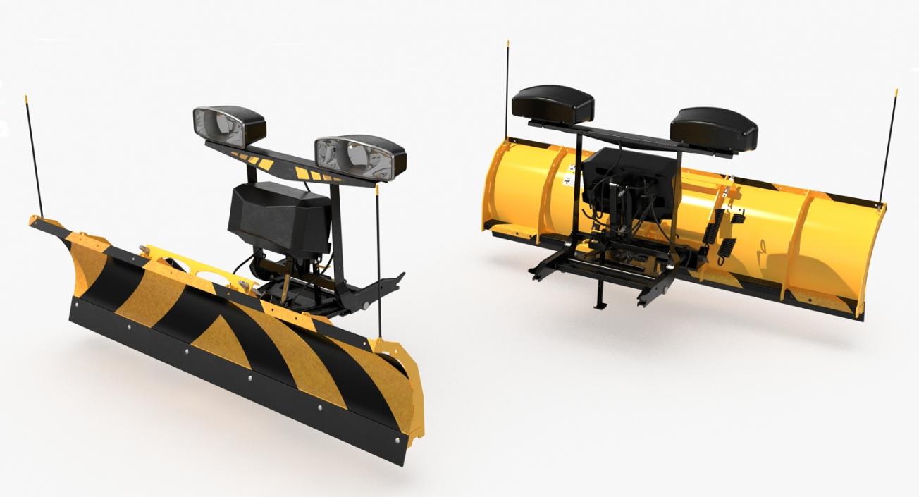 3D Pickup with Snow Plow Rigged model