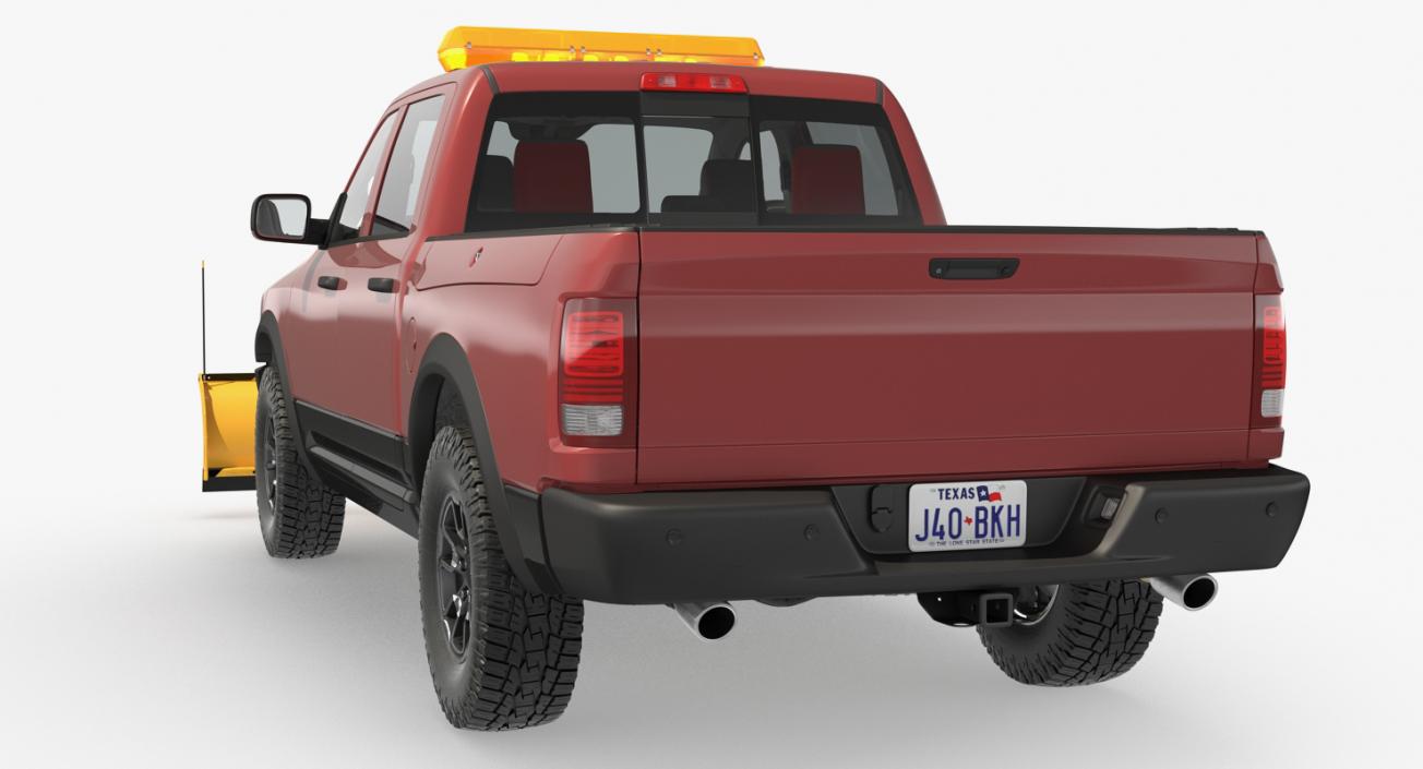 3D Pickup with Snow Plow Rigged model