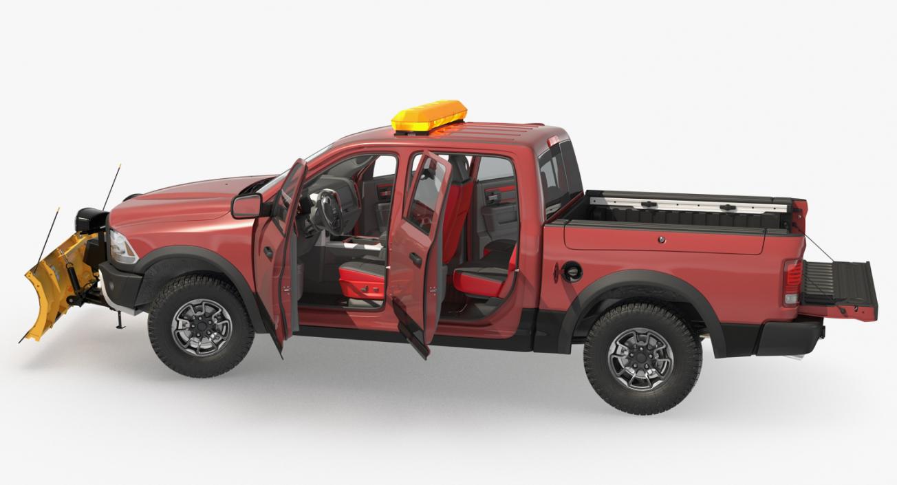 3D Pickup with Snow Plow Rigged model