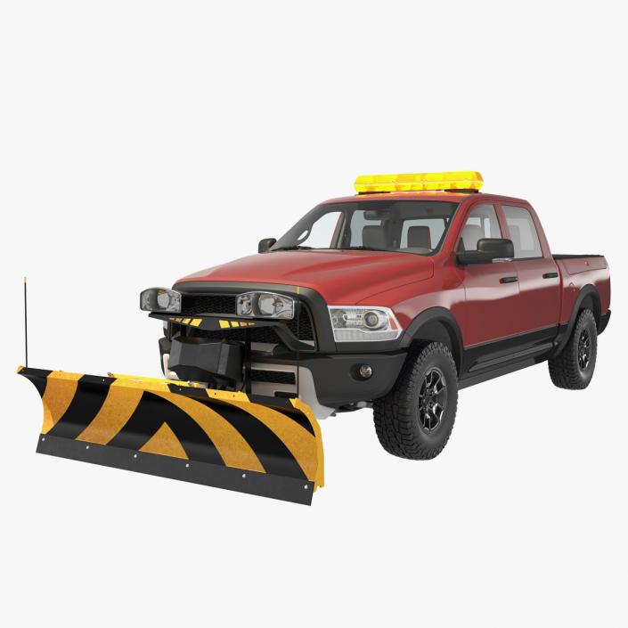 3D Pickup with Snow Plow Rigged model