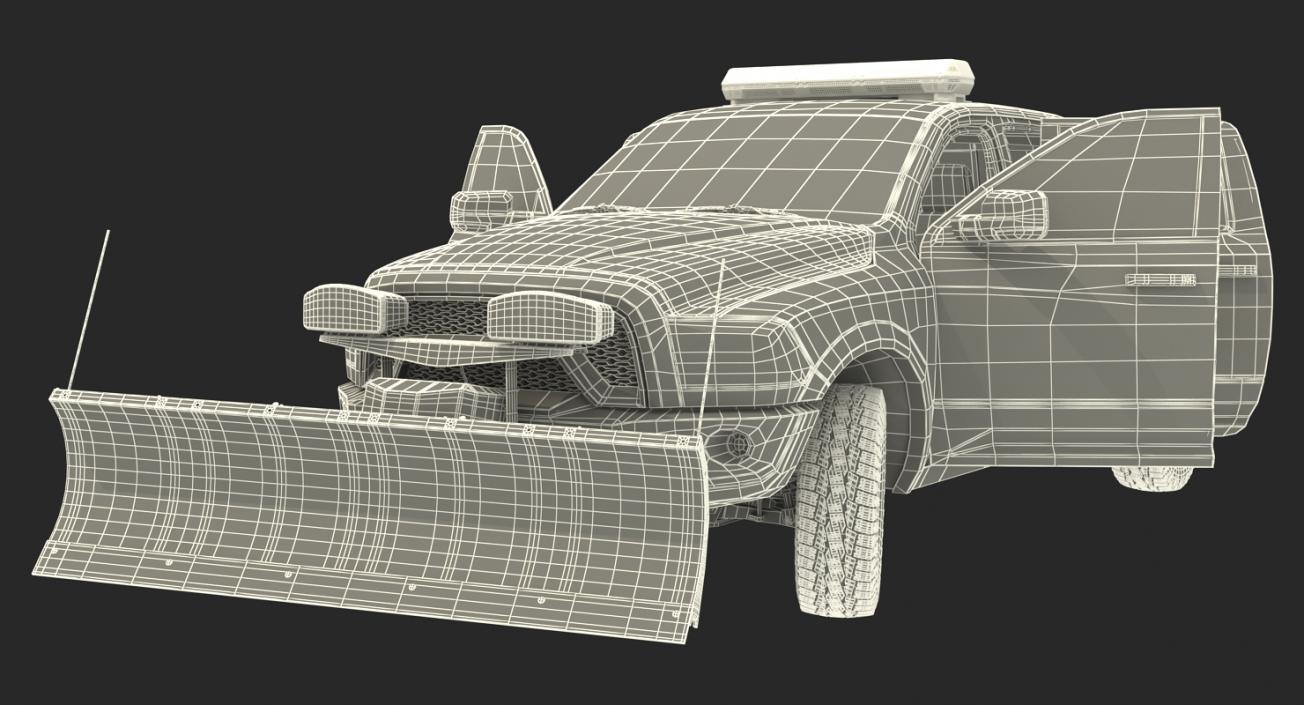 3D Pickup with Snow Plow Rigged model