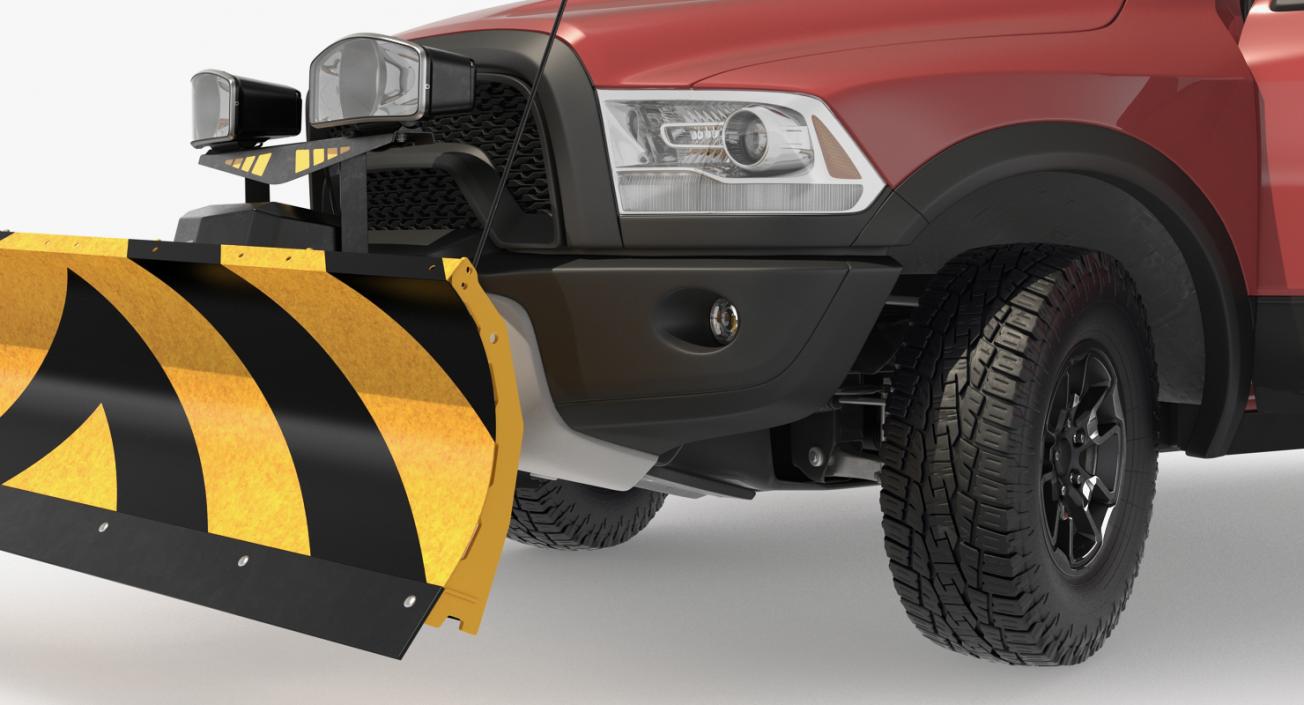 3D Pickup with Snow Plow Rigged model