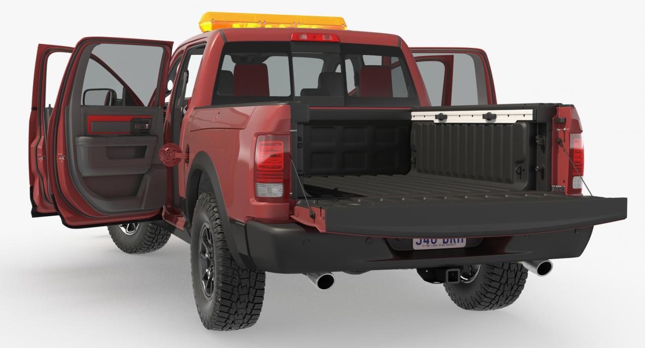 3D Pickup with Snow Plow Rigged model