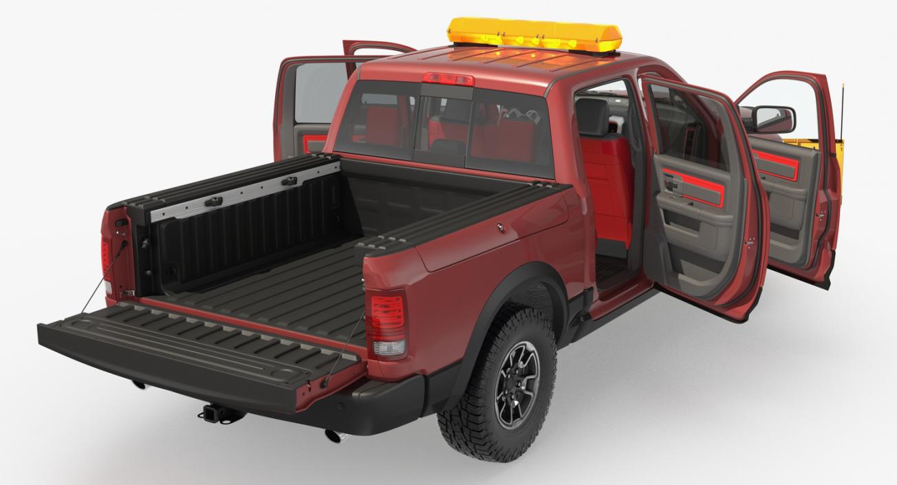 3D Pickup with Snow Plow Rigged model