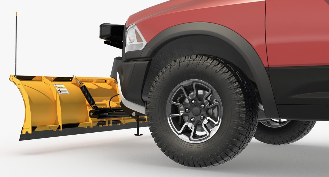 3D Pickup with Snow Plow Rigged model