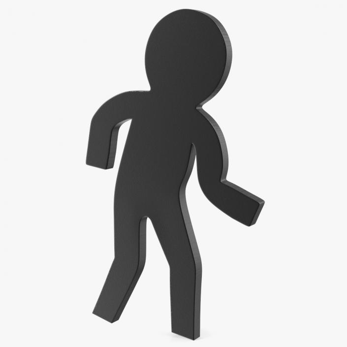 Plastic Stickman Walk Pose Black 3D