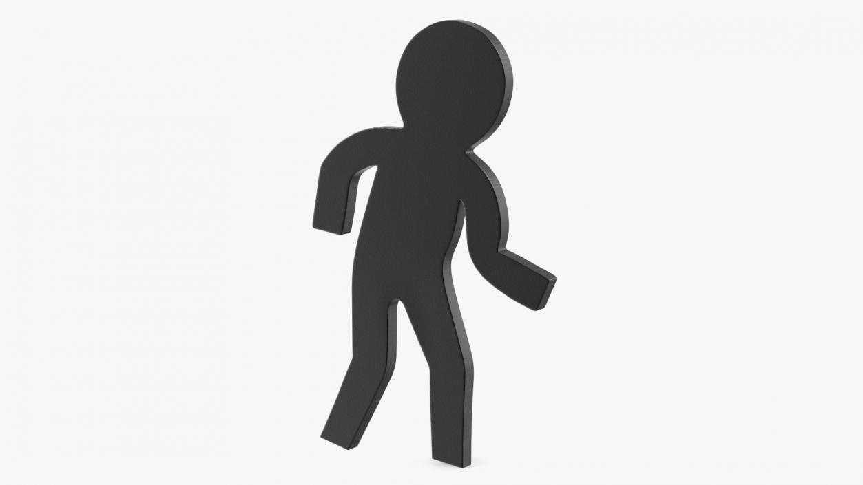 Plastic Stickman Walk Pose Black 3D