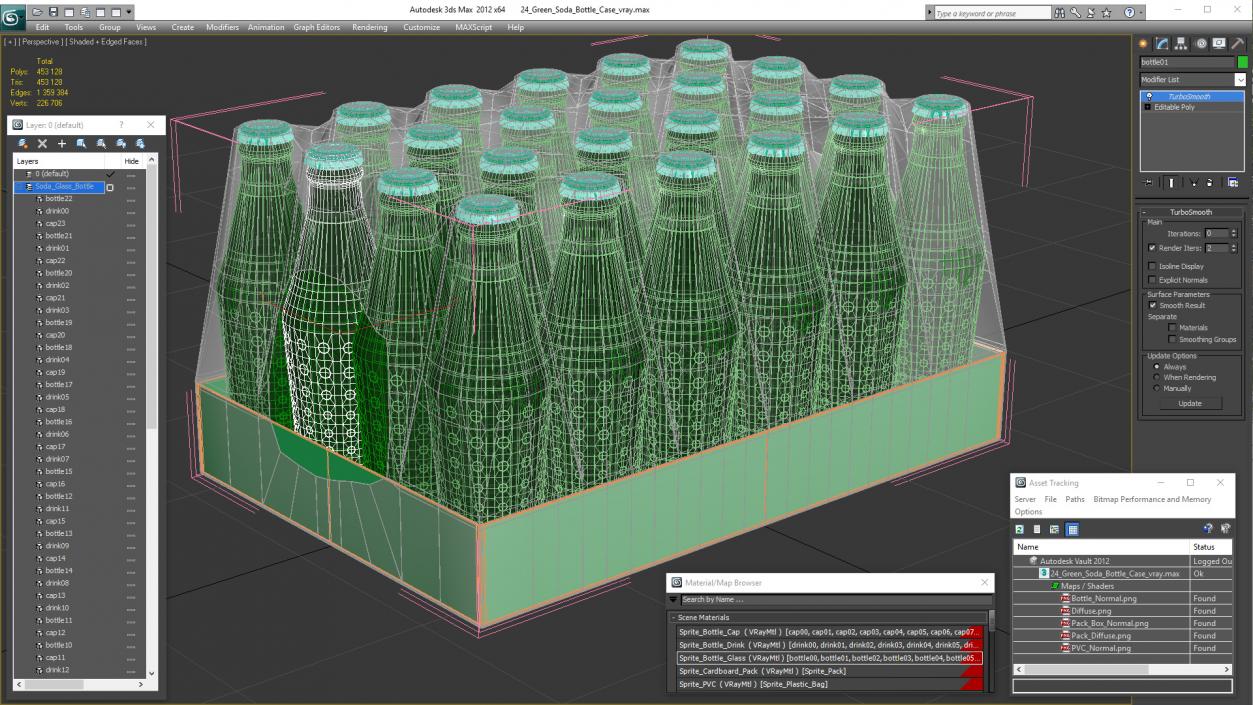 3D model 24 Green Soda Bottle Case