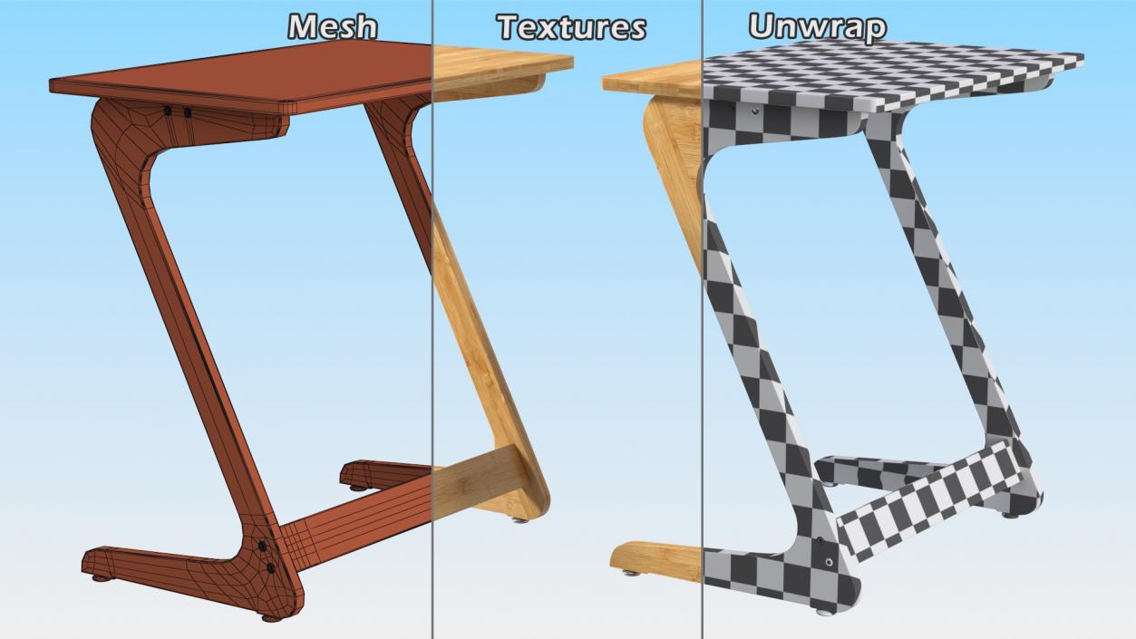 Wooden Laptop Table 3D model