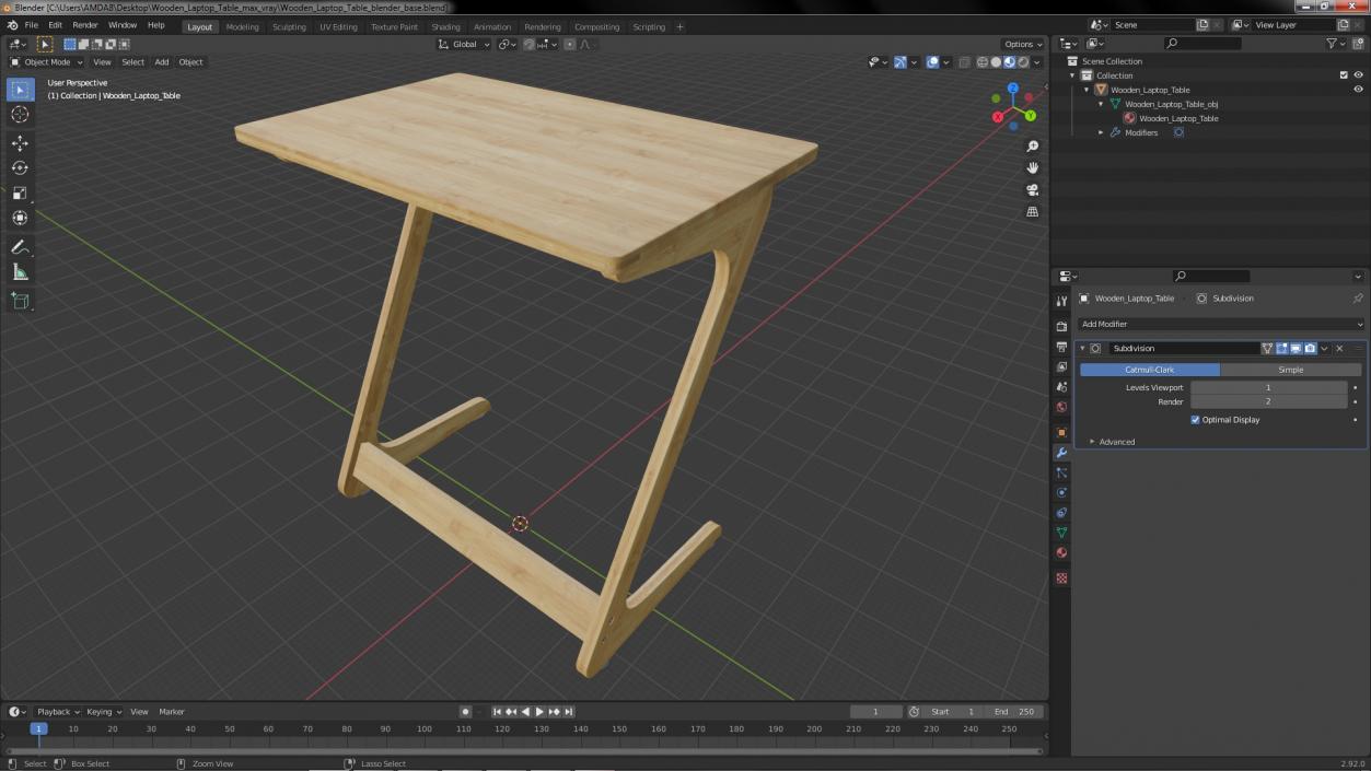 Wooden Laptop Table 3D model