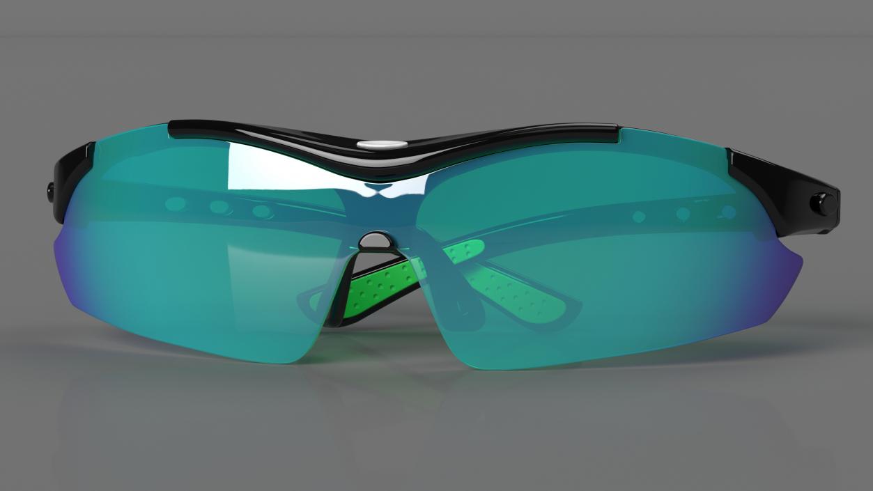 Black Sport Eyeglass Green Glasses 3D model