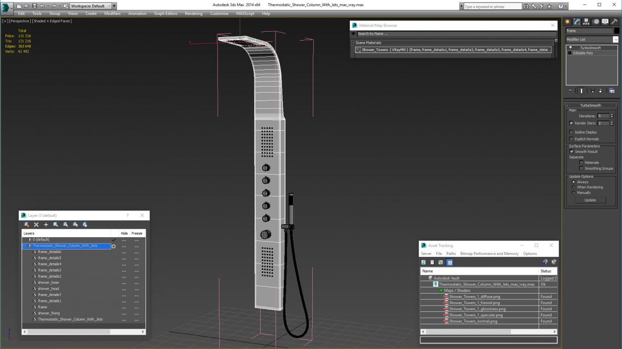 3D Thermostatic Shower Column With Jets