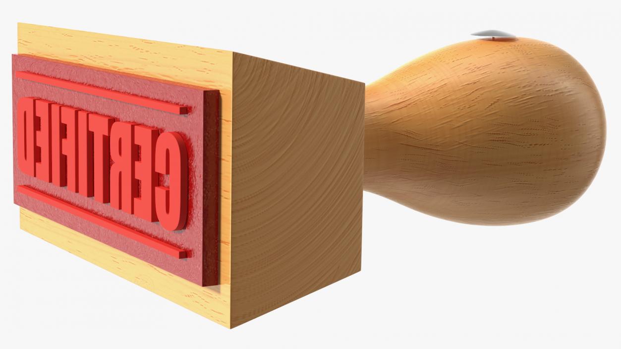 Rubber Stamp with Wood Handle Certified 3D model