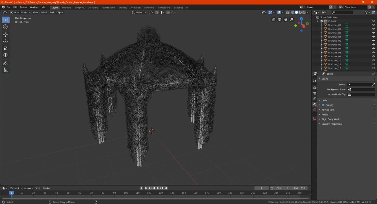 3D Branch Gazebo model