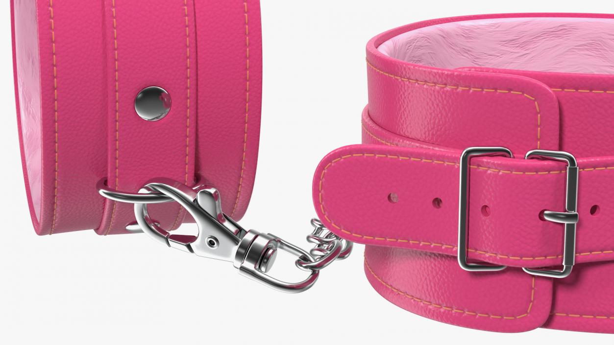 Pink Leather Wrist Cuffs 3D model