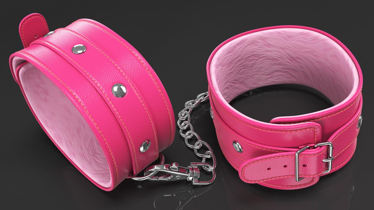 Pink Leather Wrist Cuffs 3D model