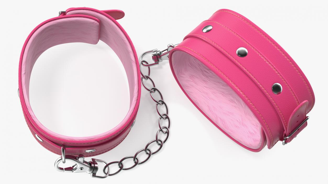 Pink Leather Wrist Cuffs 3D model