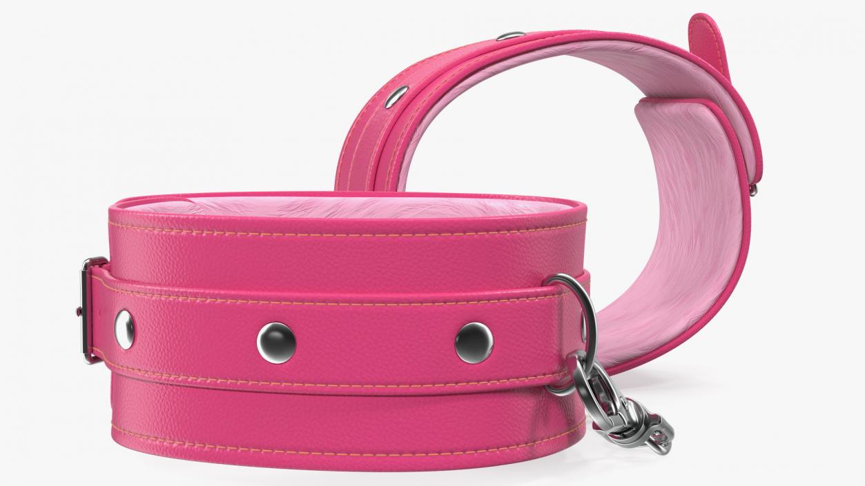 Pink Leather Wrist Cuffs 3D model