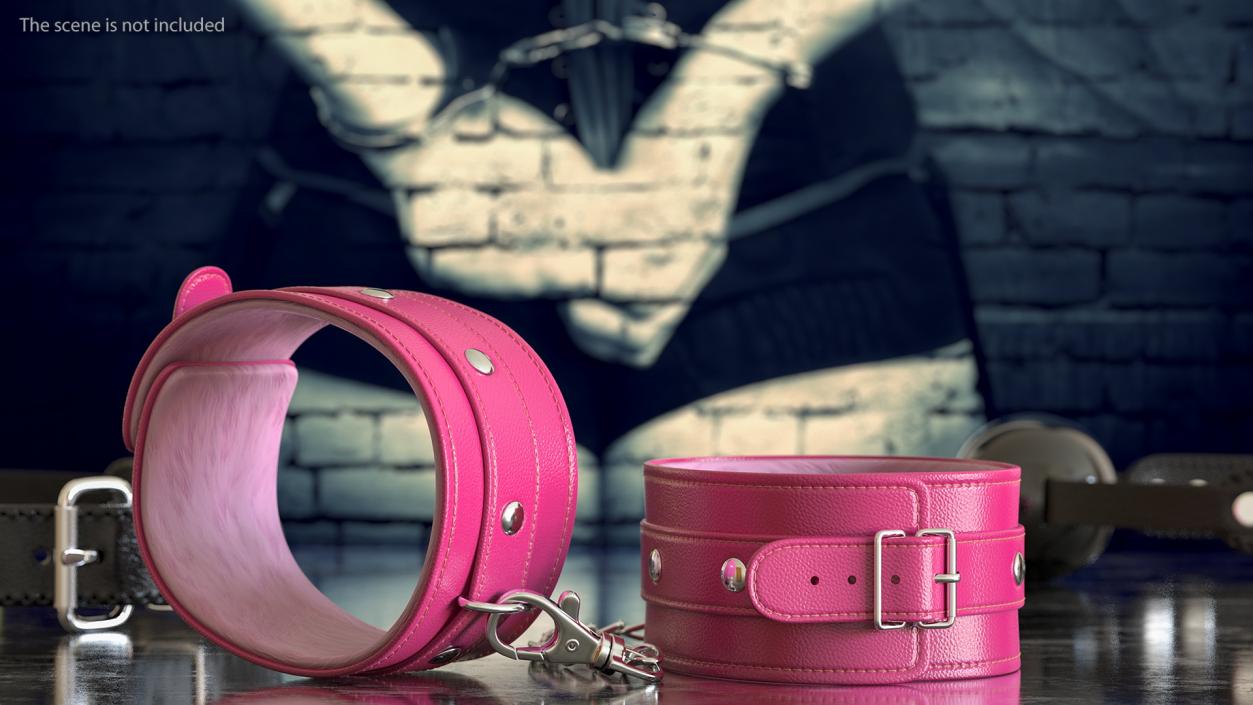 Pink Leather Wrist Cuffs 3D model