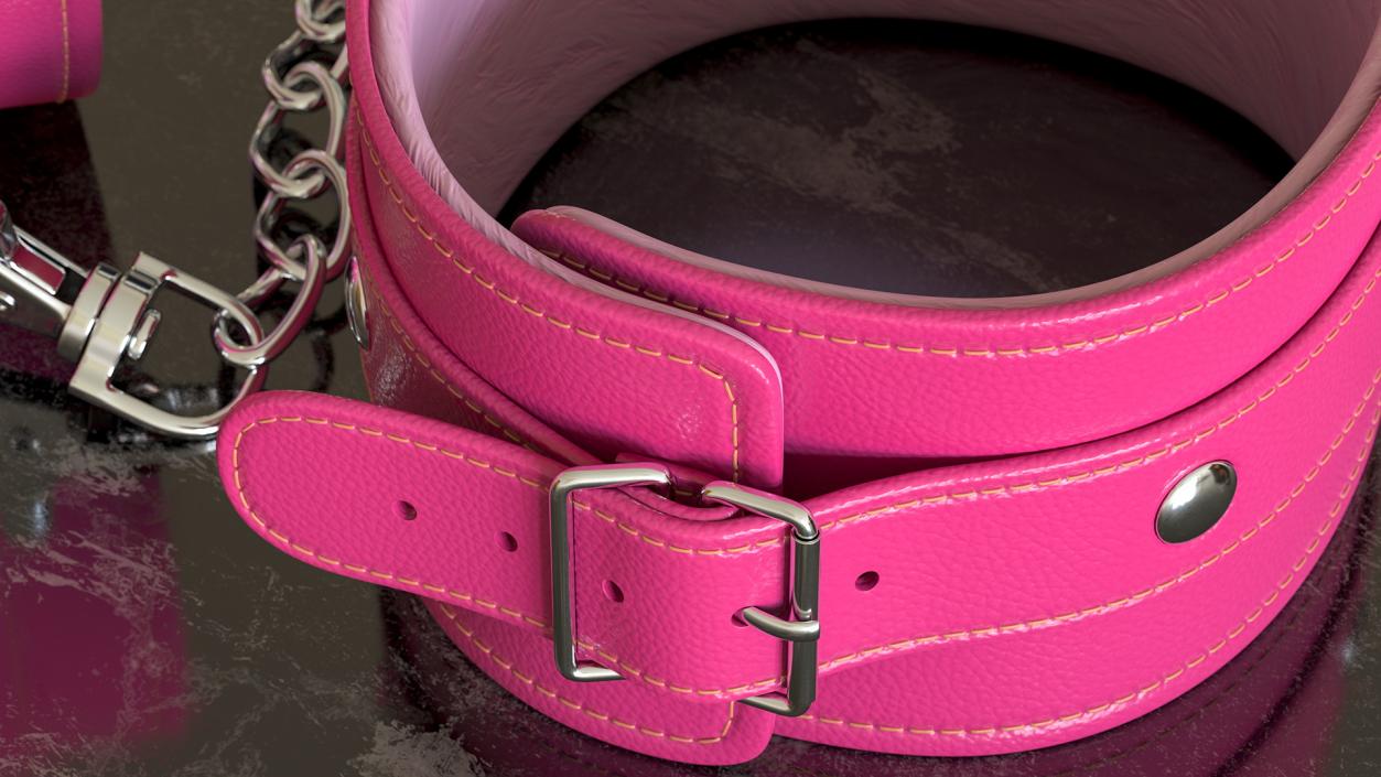 Pink Leather Wrist Cuffs 3D model