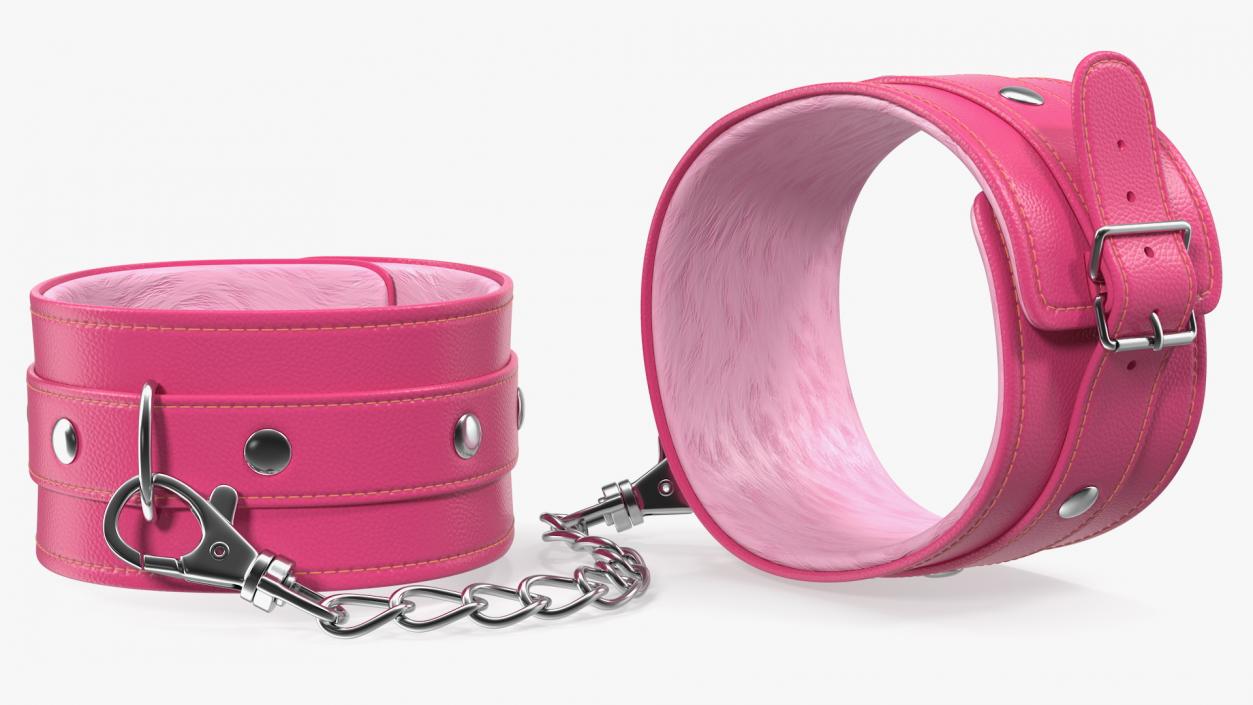 Pink Leather Wrist Cuffs 3D model