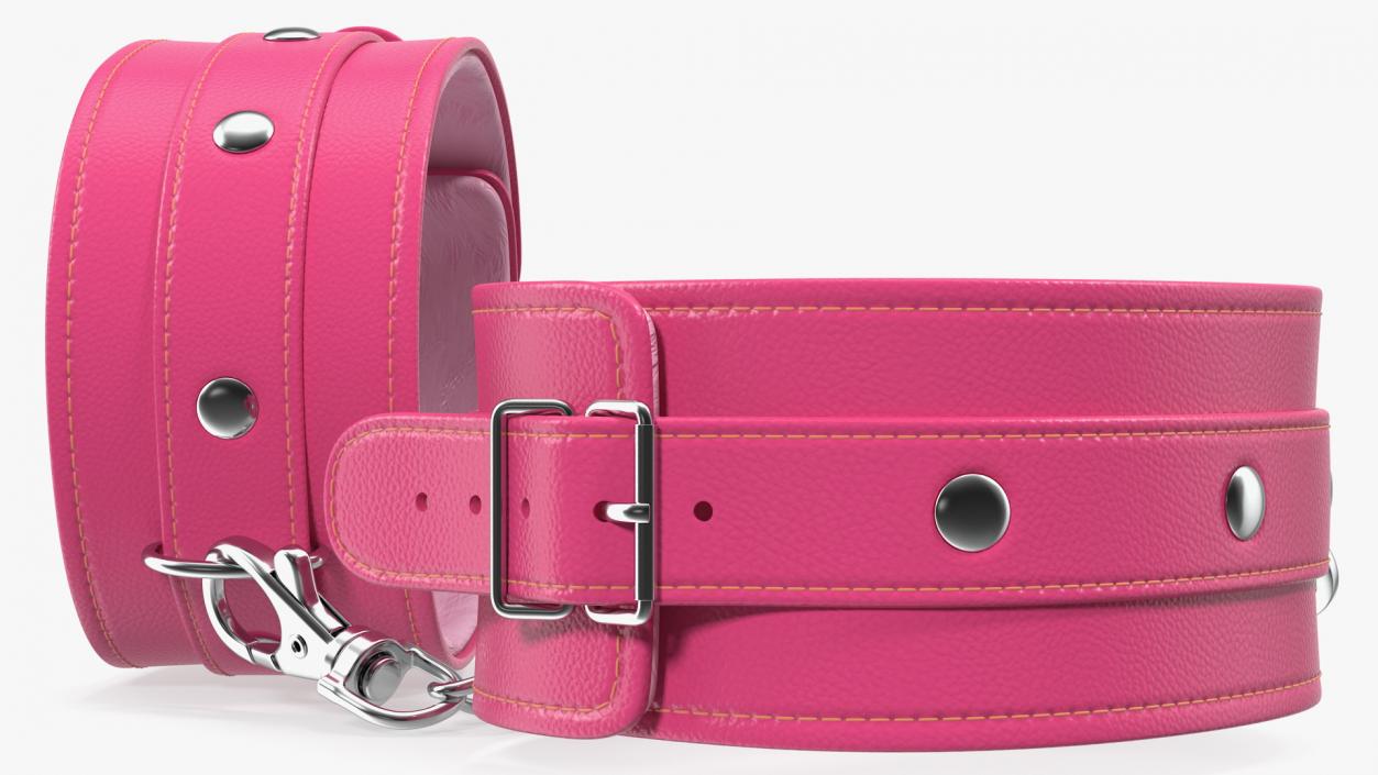 Pink Leather Wrist Cuffs 3D model