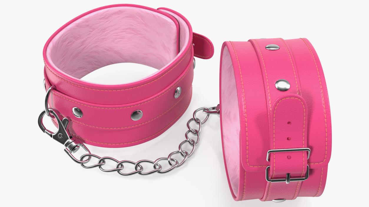 Pink Leather Wrist Cuffs 3D model