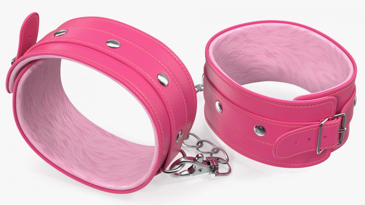 Pink Leather Wrist Cuffs 3D model