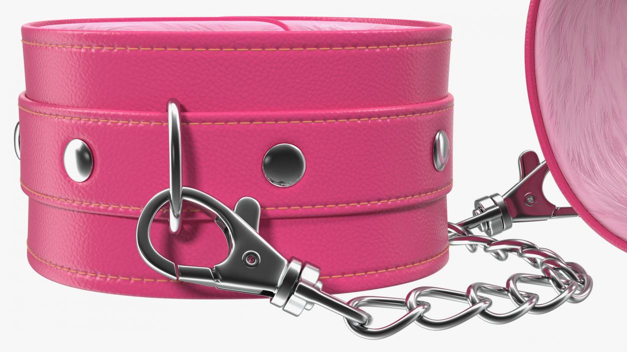 Pink Leather Wrist Cuffs 3D model