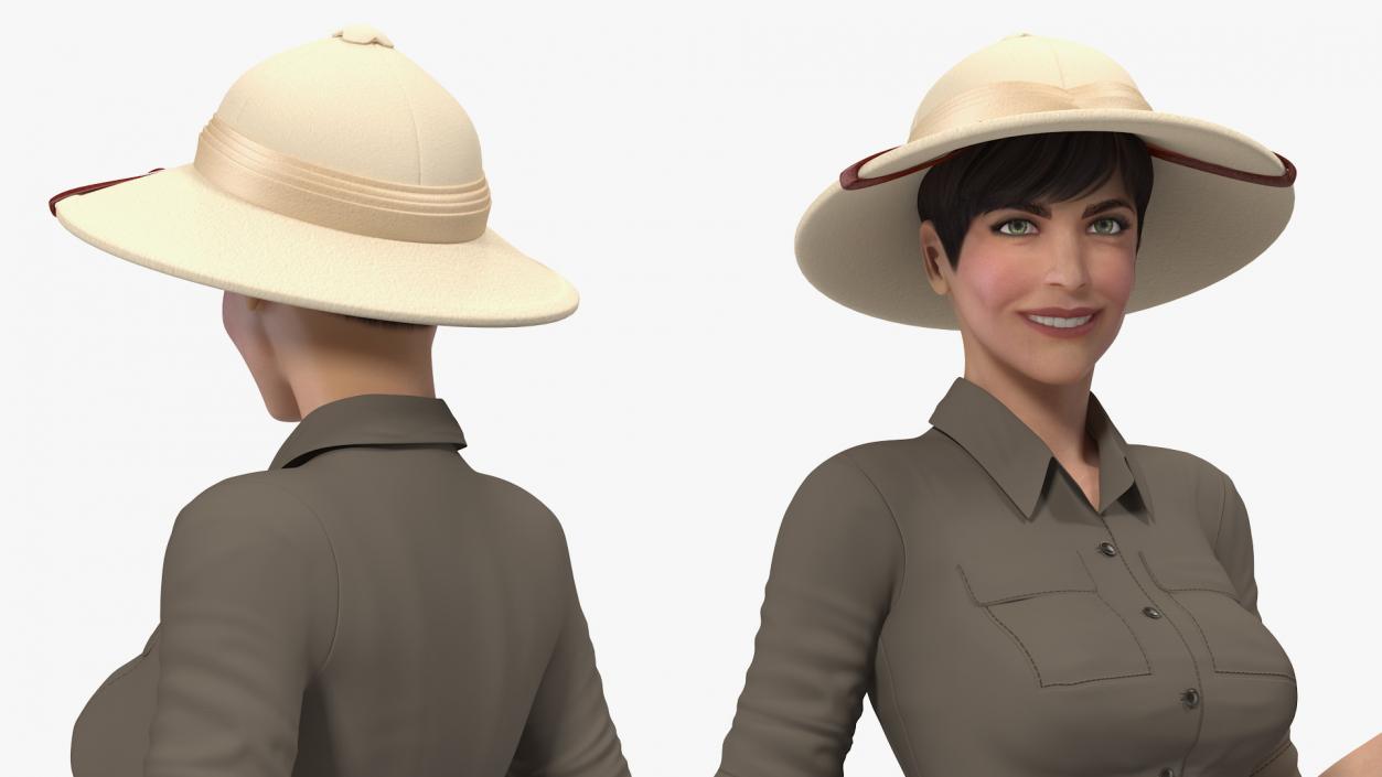 3D Women in Safari Costume with Binocular model