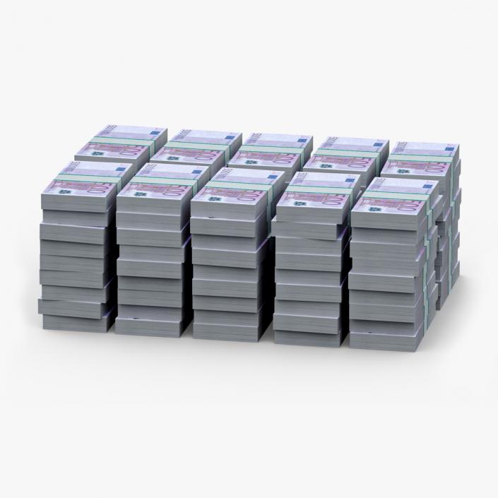 3D Stacked 500 Euro Currency Packs 2 model