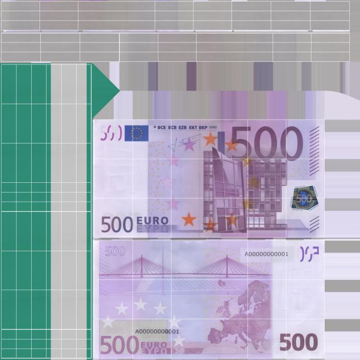 3D Stacked 500 Euro Currency Packs 2 model