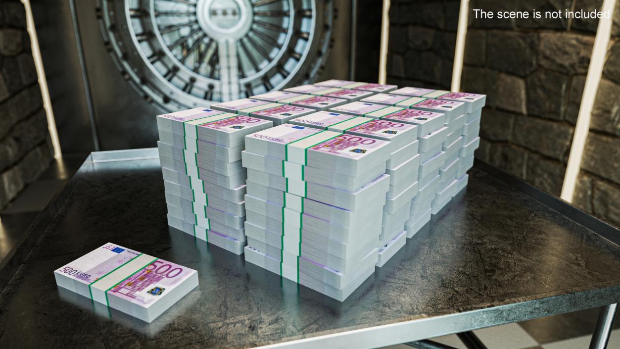 3D Stacked 500 Euro Currency Packs 2 model