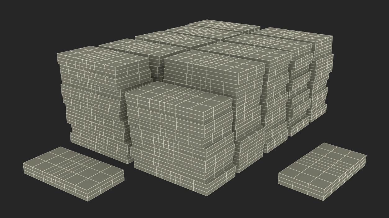 3D Stacked 500 Euro Currency Packs 2 model