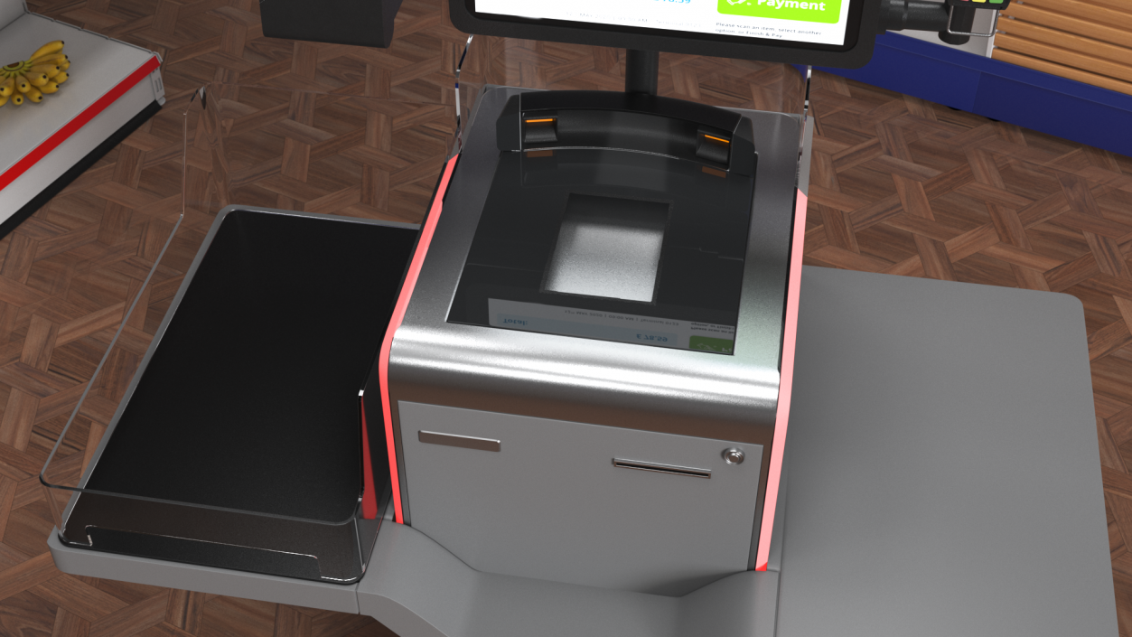 Retail Self Checkout System Grey 3D