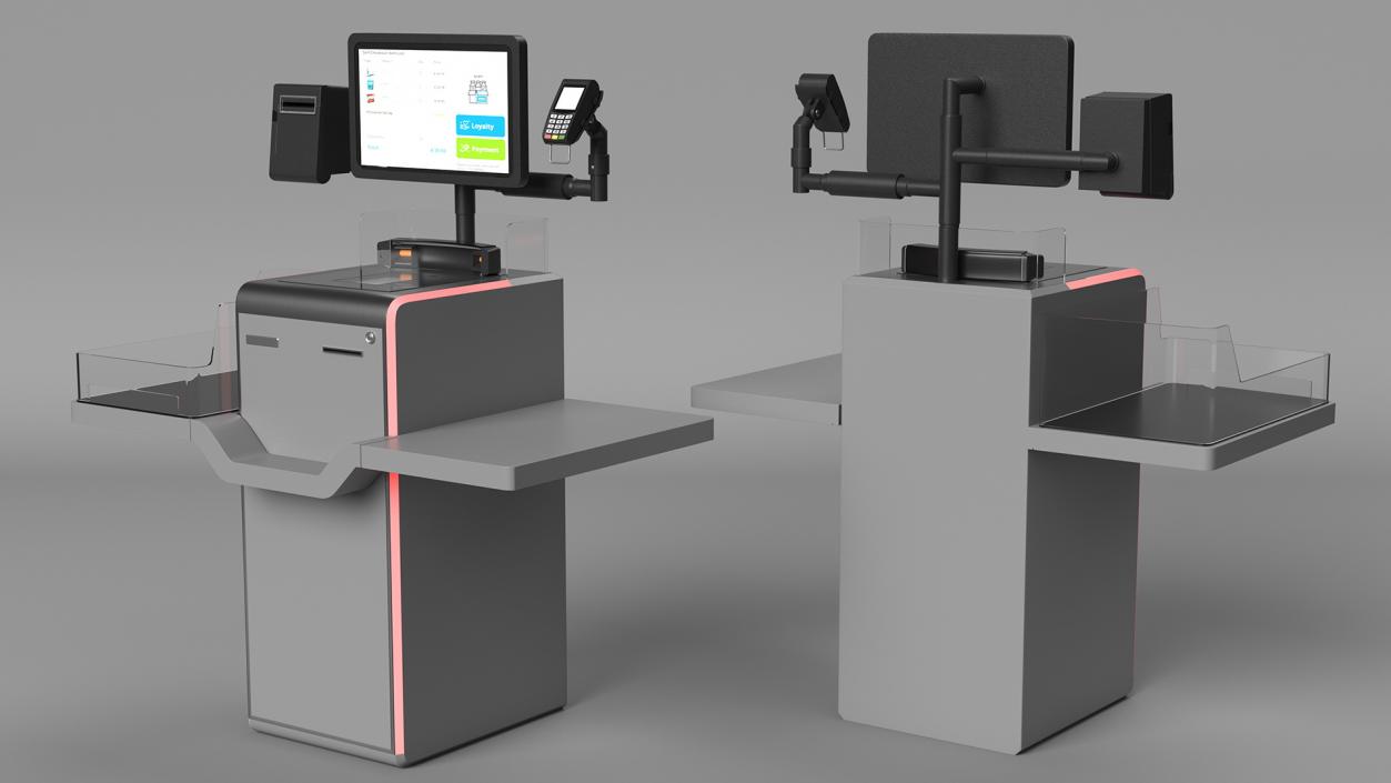 Retail Self Checkout System Grey 3D