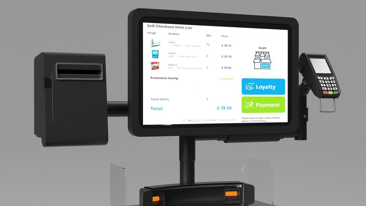 Retail Self Checkout System Grey 3D