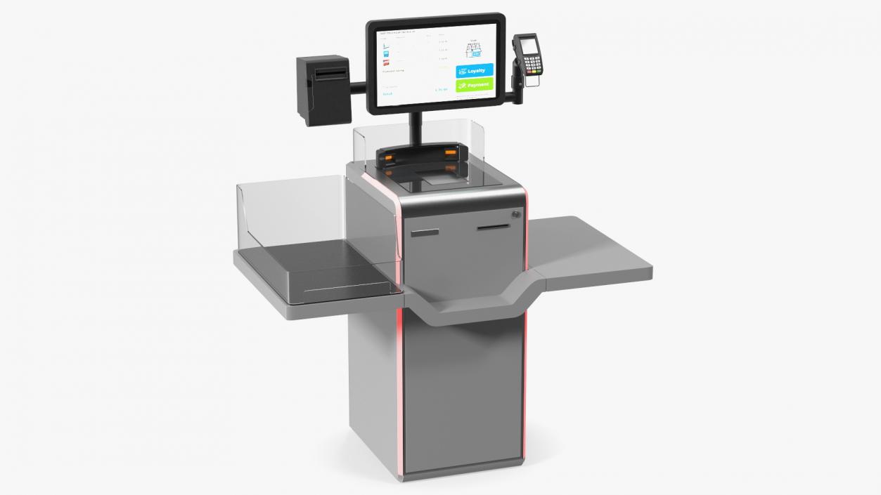 Retail Self Checkout System Grey 3D