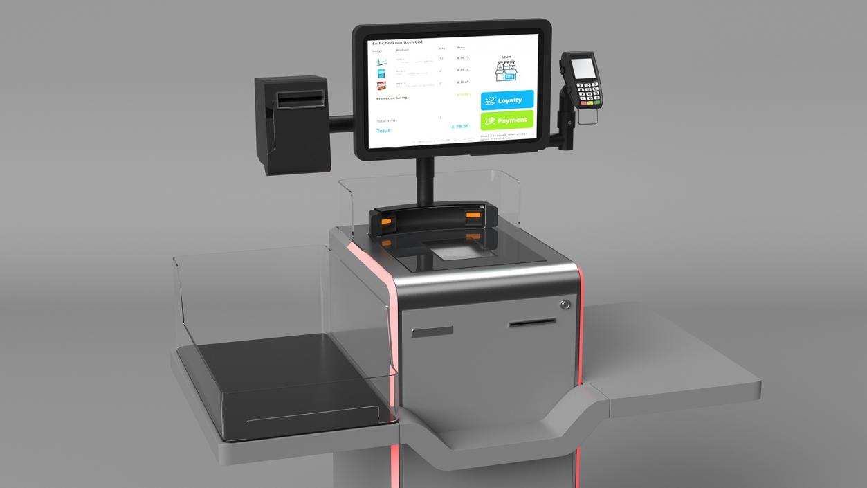 Retail Self Checkout System Grey 3D