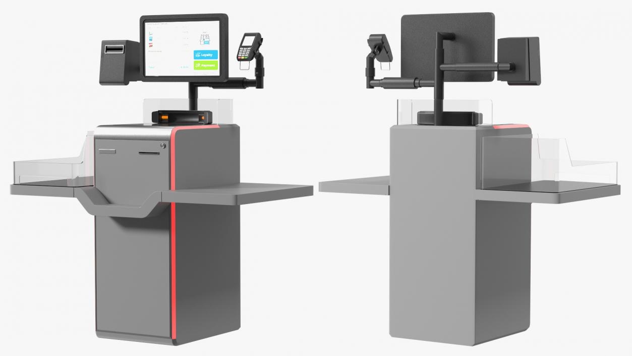 Retail Self Checkout System Grey 3D