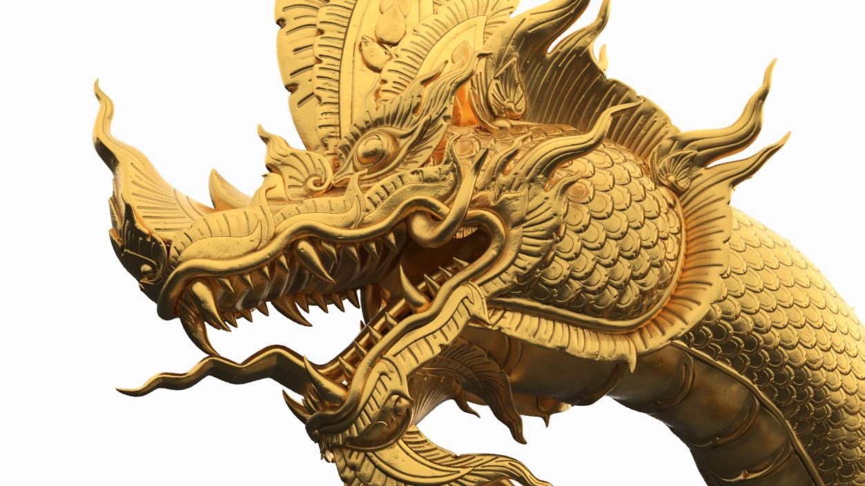 3D Naga Dragon Gold Statue model