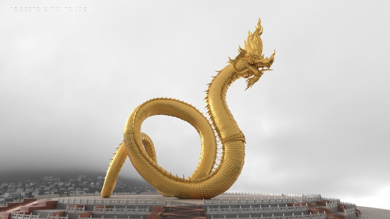 3D Naga Dragon Gold Statue model