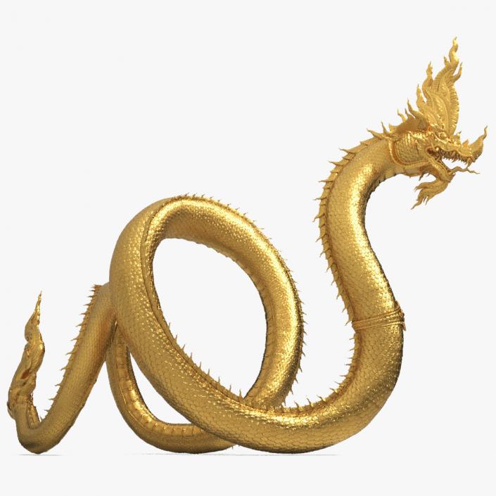 3D Naga Dragon Gold Statue model