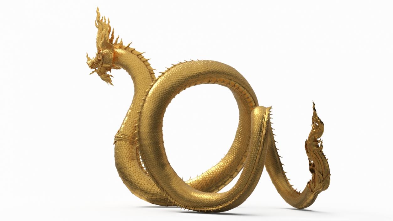 3D Naga Dragon Gold Statue model